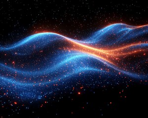 Wall Mural - Glowing waves of cosmic dust particles and stars in space
