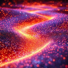 Wall Mural - Abstract glowing path of particles winding through the darkness