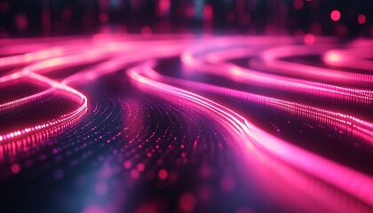 Wall Mural - abstract digital pathways and fiber optic lines create visual displays