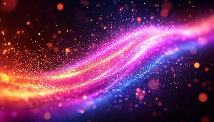 Wall Mural - A swirling stream of sparkling colors flows across darkness