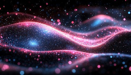 Wall Mural - Abstract depiction of luminous particles in a dark space