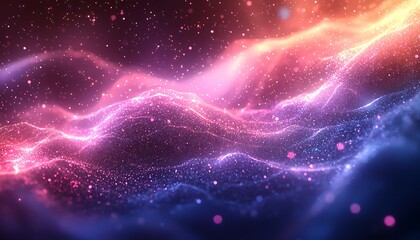 Wall Mural - Abstract digital rendering featuring luminous flowing particles and colors