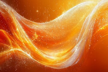 Wall Mural - Abstract vibrant orange and white glowing lines and specks
