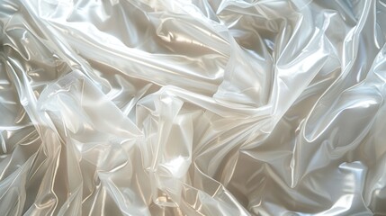 Aufkleber - A transparent plastic sheet is spread out with visible wrinkles, reflecting soft light and creating an artistic atmosphere, suggesting a project in a creative workspace.