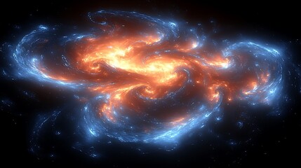 Wall Mural - A swirling galaxy of fire and ice appears in space