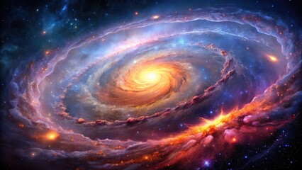 Wall Mural - cosmic spiral nebula a celestial tapestry of vibrant hues and glowing stellar dust