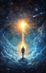 Wall Mural - a cosmic traveler riding a shooting star across the universe