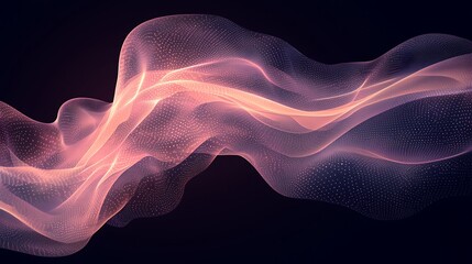 Wall Mural - an abstract artwork of flowing illuminated mesh structures in space