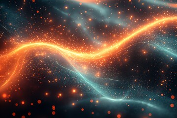 Wall Mural - an abstract visualization of flowing energy and celestial particles