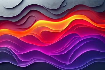 Wall Mural - abstract layered waves of bright vibrant colors form an art piece