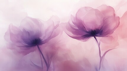 Poster - Soft floral design featuring pink and lavender blooms on a pastel background perfect for feminine themes and elegant decor