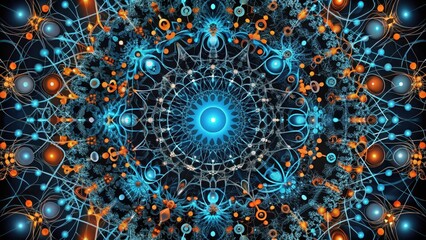 Wall Mural - intricate cosmic mandala a symphony of luminous nodes and radiant filaments intertwined in a symmetr