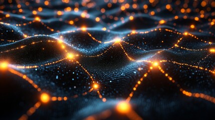 Leinwandbilder - A complex network of interconnected nodes simulates quantum states and phenomena like superposition and entanglement, revealing a digital representation of quantum mechanics.