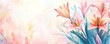 © PBMasterDesign - Floral illustration abstract background concept. A vibrant display of pink lilies against a soft, pastel background, evoking tranquility.