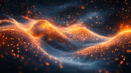 Fototapete - An abstract representation illustrates the core principles of quantum mechanics including qubits in superposition and entanglement, showcasing particle interactions and decoherence.