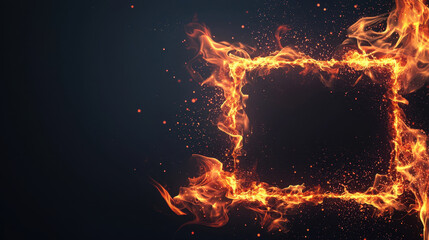 Wall Mural - vibrant fire border isolated on dark background, creating striking visual effect. flames dance and f