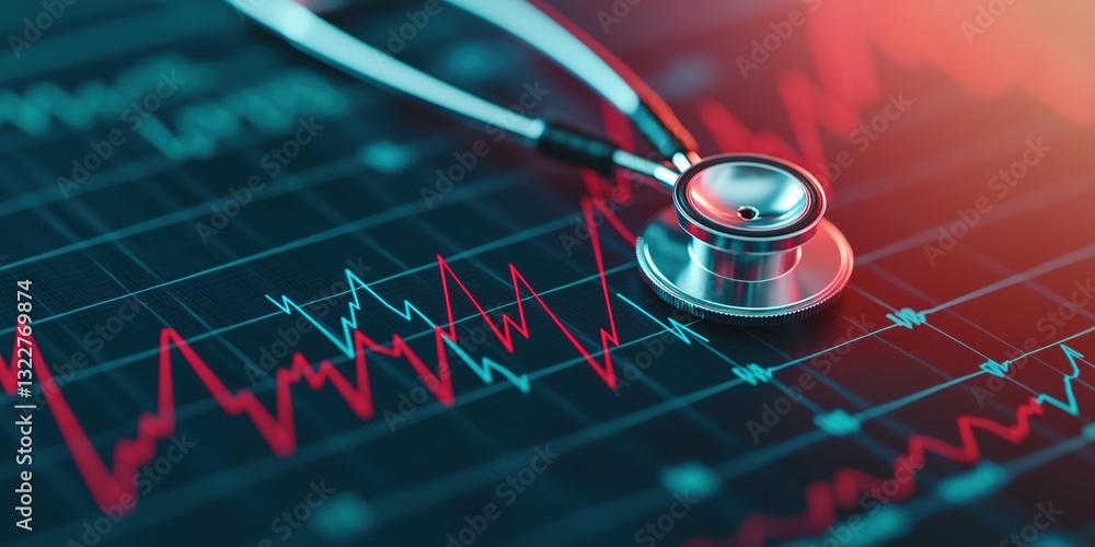 Healthcare Costs Analysis Concepts. Medical stethoscope on a graph with ...