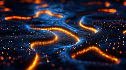 Leinwandbilder - This visual showcases the complex pathways of quantum circuits, illuminated by glowing qubits in a state of superposition and entanglement. Each line represents quantum coherence in action.