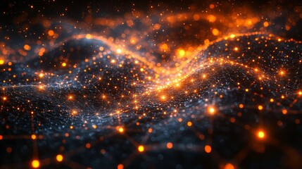 Fototapete - Visual representation of quantum phenomena showcasing qubits in superposition and entanglement, highlighting the complexity of quantum circuits and decoherence in a digital landscape.