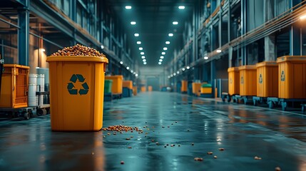 Wall Mural - a modern state of the art food waste processing facility featuring advanced automated sorting system
