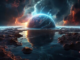 Wall Mural - northern lights in the night