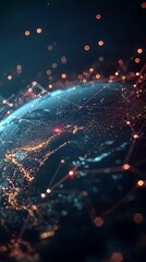 Wall Mural - futuristic digital earth with a global web interconnected data streams