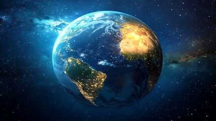 Wall Mural - futuristic earth illuminated by abstract lights symbolizing global integration