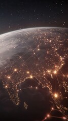 Wall Mural - planet earth with glowing network lines connecting continents digitally