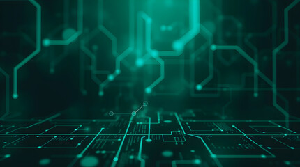 Futuristic Circuit Board Digital Artwork – Abstract Green Tech Design