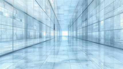 Wall Mural - futuristic glass hallway with a bright horizon