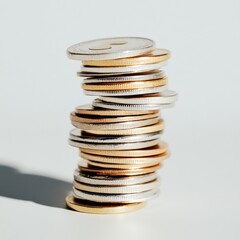 Poster - Minimalist Financial Growth Precision-Stacked Metallic Coins Illustrating Strategic Wealth Accumulation and Modern Investment Aesthetics