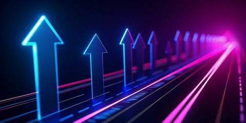 Wall Mural - neon arrow growth pathway a futuristic vision for success