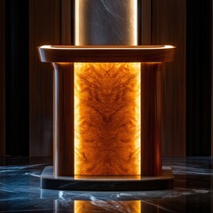 Leinwandbilder - Elegant Podium with Warm Illumination in Modern Interior Design Creates Sophisticated Atmosphere and Style