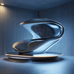 Aufkleber - Elegant Modern Futuristic Chair Design with Ambient Lighting in a Minimalist Interior Space Concept