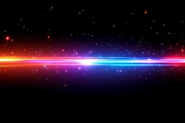 Wall Mural - colorful light streak and sparkling stars across a black background