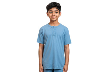 Poster - Portrait of a handsome boy in casual t-shirt, kids fashion clothing, isolated on transparent background