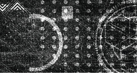 Wall Mural - Abstract grunge futuristic cyber technology background. Sci-fi circuit design. Blueprint on old grungy surface. Futuristic technology design. Cyber punk backdrop