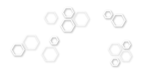 Wall Mural - Seamless pattern with hexagonal white and gray technology line paper background. white and gray hexagon honeycomb geometric copy space. Hexagonal vector grid tile and mosaic structure mess cell.