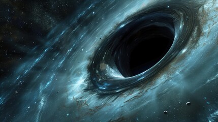 Wall Mural - Abstract black hole with a galaxy in the background Abstract space with a black hole and starlight
