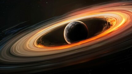Wall Mural - Abstract black hole surrounded by a glowing nebula Cosmic event horizon with abstract light and dark swirls