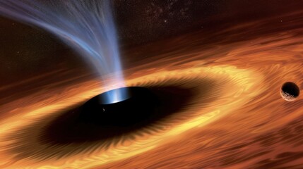 Wall Mural - Abstract black hole with a star nearby Abstract universe with a black hole and cosmic swirls