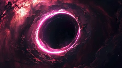 Wall Mural - Abstract black hole with light rays bending around it Abstract cosmos with a black hole and starlight