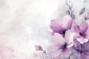 Poster - Elegant pastel floral design featuring soft pink and lavender blooms with a gentle fade, ideal for feminine themes and spring aesthetics