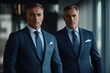 © Vibu design  gallery - Two confident businessmen in suits stand side by side, projecting success and professionalism.
