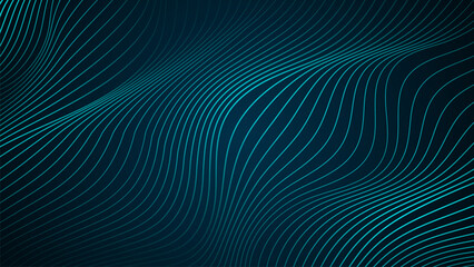 Wall Mural - A dark background with wavy lines arranged in an intricate manner looks dimensional.