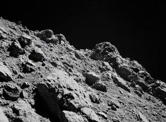lunar rocky slope, dark space backdrop