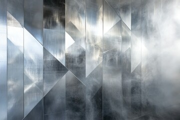 Leinwandbilder - Geometric metallic wall with a smoky, hazy atmosphere, creating an abstract and modern design.