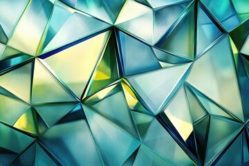 Poster - Abstract image of teal and gold geometric shapes creating a complex, multifaceted pattern.