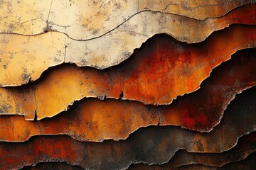 Poster - Abstract layered texture resembling eroded earth or rusting metal with warm, earthy tones.