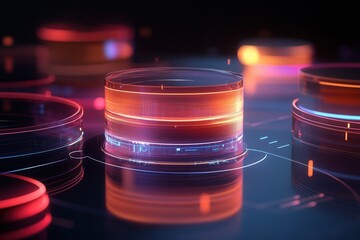 Aufkleber - Futuristic digital interface featuring holographic layers and augmented reality elements for innovative design applications